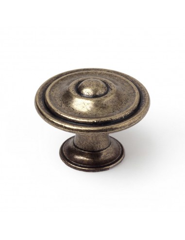 Pomo para mueble, modelo 3110, de zamak con acabado cuero viejo, ø35 mm, blister 4 uds