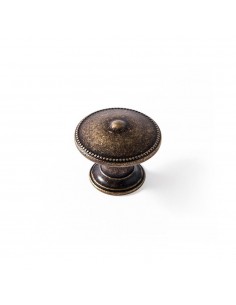 Pomo para mueble, modelo 3121, de zamak con acabado cuero viejo, ø30 mm, blister 4 uds