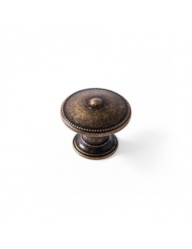 Pomo para mueble, modelo 3121, de zamak con acabado cuero viejo, ø30 mm, blister 4 uds