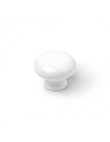 Pomo para mueble, modelo 821, de porcelana con acabado blanco, ø35 mm, blister 4 uds