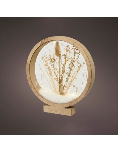 Círculo de madera con microleds 25 leds, 4,30 x 25 x 27,5 cm
