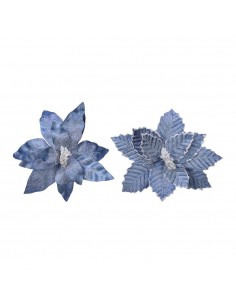 Flor de pascua azul de poliester efecto congelado ø34x6cm colores/modelos surtidos