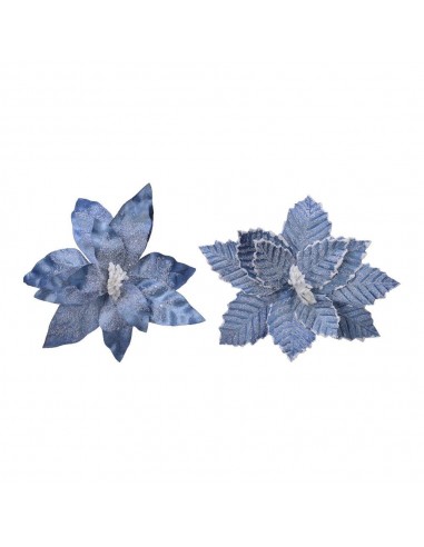 Flor de pascua azul de poliester efecto congelado ø34x6cm colores/modelos surtidos