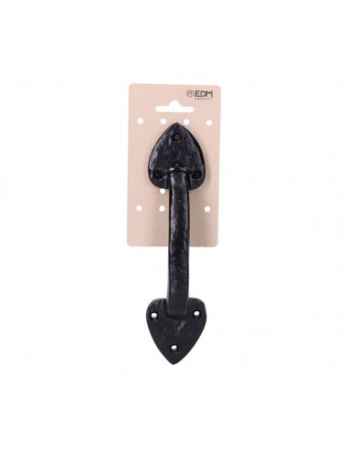 Tirador de puerta, de hierro forjado con acabado negro, 210 mm, blister