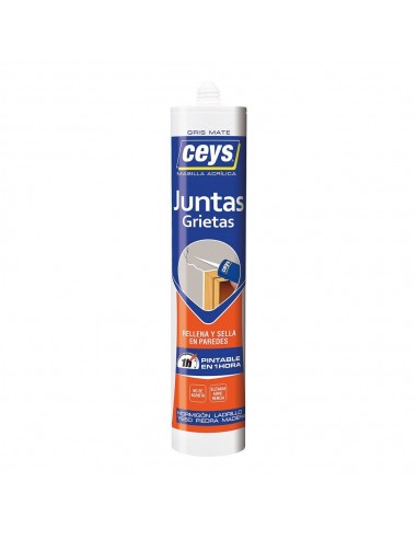 Masilla acrílica para juntas grietas interior gris cartucho 280 ml