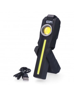 Linterna led de trabajo true work cob 5 w 200lm + 200lm + spot superior 50lm, recargable