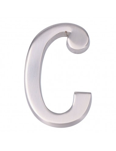 Letra c, de níquel con acabado mate y fijación invisible, 10 cm