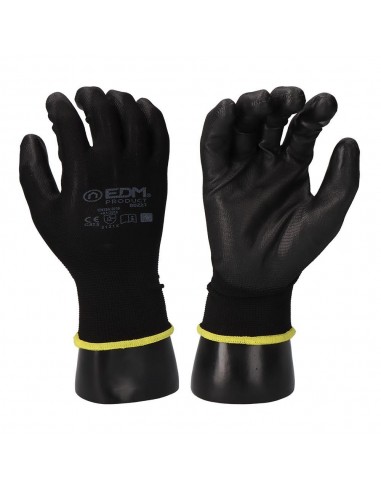Guante poliéster con palma poliuretano, keep safe®, negro, t-10