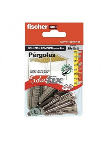 Kit fijación pérgolas, modelo solufix, con tacos, tornillos y arandelas
