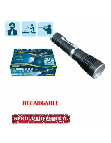 Linterna mini 1 led, 10 w, 800 lm, 6500 k, cuerpo aluminio, recargable, ø3,2 x 13 cm
