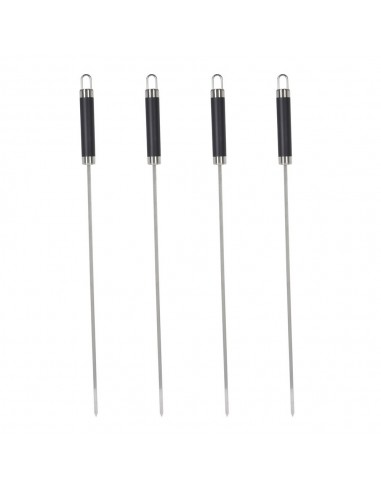 Brochetas para barbacoa de acero inoxidable 46,5 cm, 4 uds