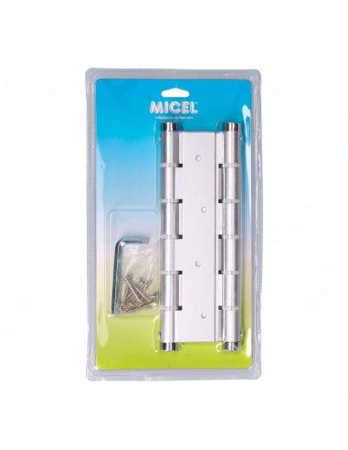 Bisagra de doble acción, modelo bs10 pl m57004, de aluminio con acabado plata, 133 x 180 mm, blister