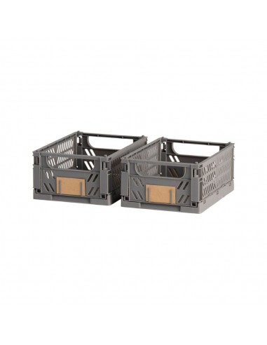 Caja almacenaje plegable gris 17 x 12.5 x 7 cm set 2 piezas