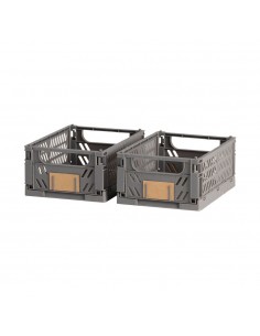 Caja almacenaje plegable gris 25 x 16,5 x 10 cm set 2 piezas
