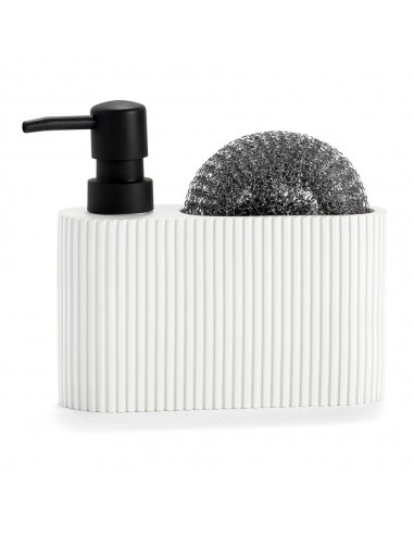Dispensador pol con estropajo blanco/negro 16 x 5 x 15 cm