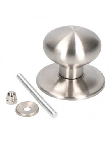 Pomo puerta, modelo pp02, de acero inoxidable con acabado inox, ø70 mm, blister