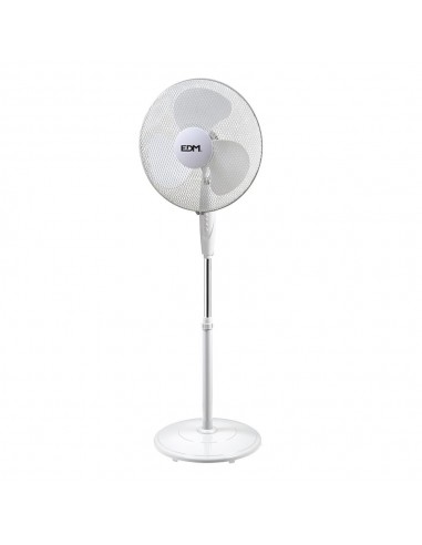 Ventilador de pie base circular, blanco, potencia 45 w, 55,6 db, aspas ø40 cm, altura regulable 110-130 cm