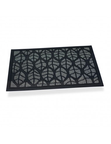 Felpudo goma/moqueta, hojas gris, 75 x 45 x 0,5 cm