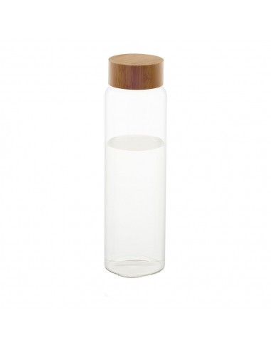 Botella de vidrio con tapa de bambú ø8 x 26,5 cm 1 l