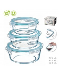 Set 3 fiambreras de borosilicato redondas