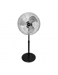Ventilador de pie industrial, negro/cromado, potencia 80 w, 61,7 db, aspas ø50 cm, altura regulable 60-90 cm