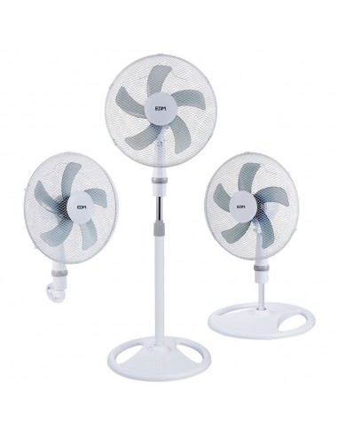 Ventilador 3 en 1, blanco, potencia 45 w, aspas ø40 cm, altura regulable 107-133 cm