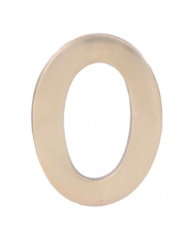 Número 0, de latón con acabado pulido y fijación invisible, 10 cm