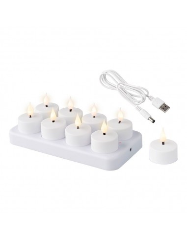 Vela led recargable de plástico para interior, 8 uds