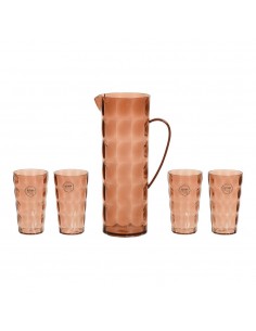 Jarra 1,7 l y 4 vasos 370 ml de plástico reciclado marrón tierra