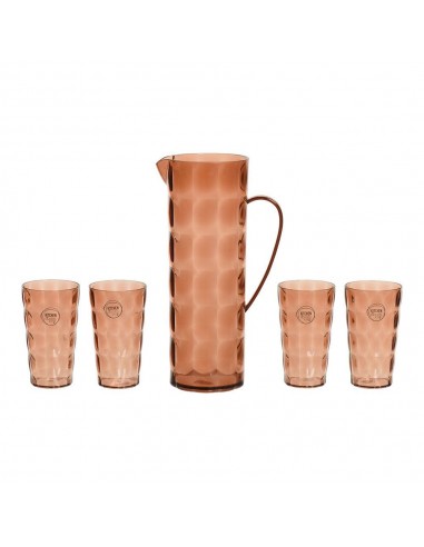 Jarra 1,7 l y 4 vasos 370 ml de plástico reciclado marrón tierra
