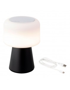 Lámpara led con altavoz bluetooth recargable para exterior y interior color negro 22,5 cm
