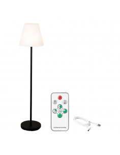 Lámpara de pie para exterior y interior recargable con mando a distancia color blanco y negro 150 cm