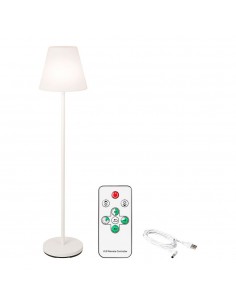 Lámpara de pie para exterior y interior recargable con mando a distancia color blanco 150 cm