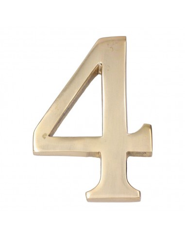 Número 4, de latón con acabado pulido y fijación invisible, 10 cm