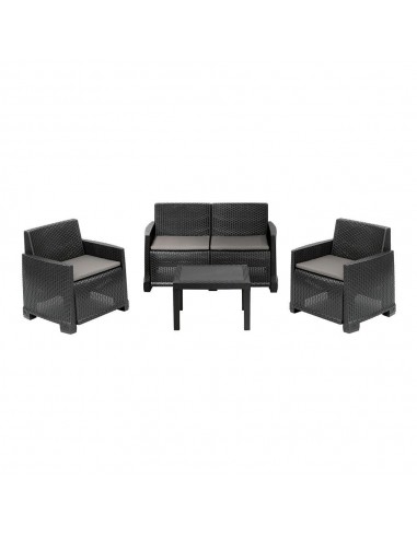 Conjunto jardín iseo 4 piezas antracita + cojines
