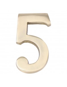 Número 5, de latón con acabado pulido y fijación invisible, 10 cm