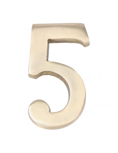 Número 5, de latón con acabado pulido y fijación invisible, 10 cm