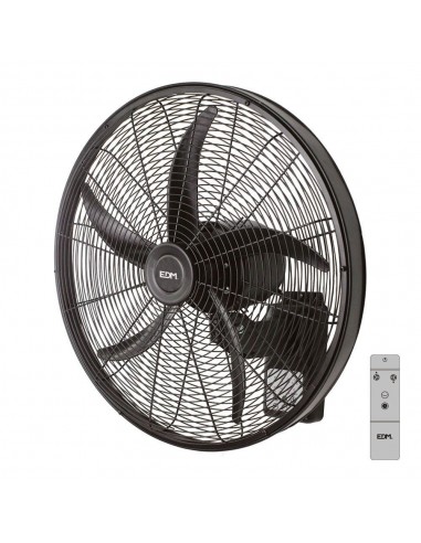 Ventilador pared mando a distancia, negro, potencia 100 w, 64,7 db, aspas ø45 cm