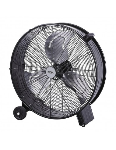 Ventilador industrial de suelo, con ruedas, negro 180 w, 59,8 db, ø65 cm