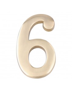 Número 6, de latón con acabado pulido y fijación invisible, 10 cm
