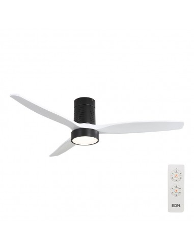 Ventilador de techo modelo kara con 3 aspas color blanco ø132cm luz led 3000/4000/6000k, 3cct, 30 w, negro