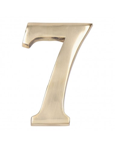 Número 7, de latón con acabado pulido y fijación invisible, 10 cm