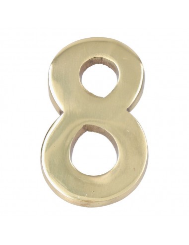 Número 8, de latón con acabado pulido y fijación invisible, 10 cm