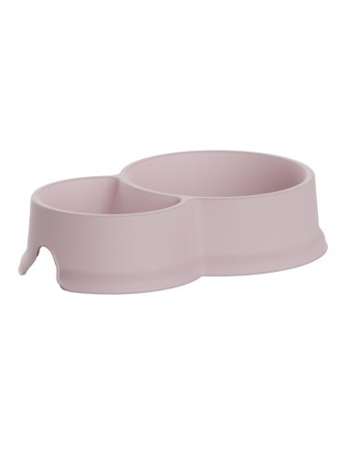 Comedero doble de capacidad 0,3 y 0,65 l color rosa