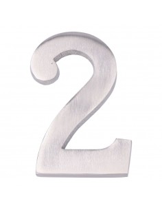 Número 2, de níquel con acabado mate y fijación invisible, 10 cm