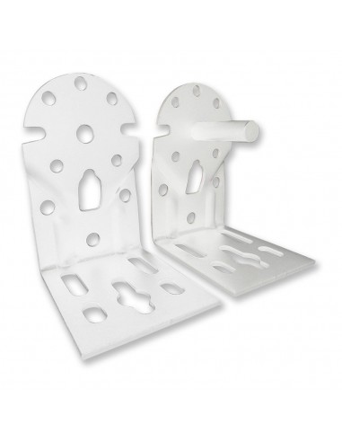Soportes eje toldo, modelo tld08, de acero con acabado blanco, 65 x 86 x 108 mm, blister