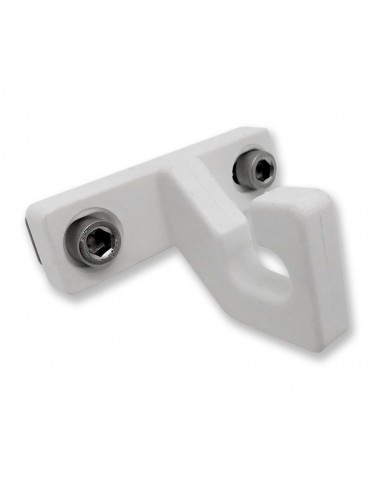 Gancho final toldo, modelo tld11, de nylon con acabado blanco, 65 x 57,5 x 35,5 mm