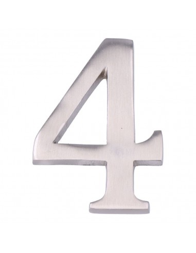Número 4, de níquel con acabado mate y fijación invisible, 10 cm