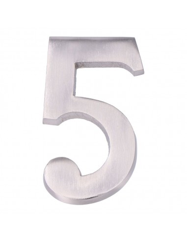 Número 5, de níquel con acabado mate y fijación invisible, 10 cm