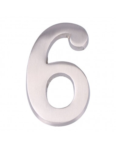 Número 6, de níquel con acabado mate y fijación invisible, 10 cm